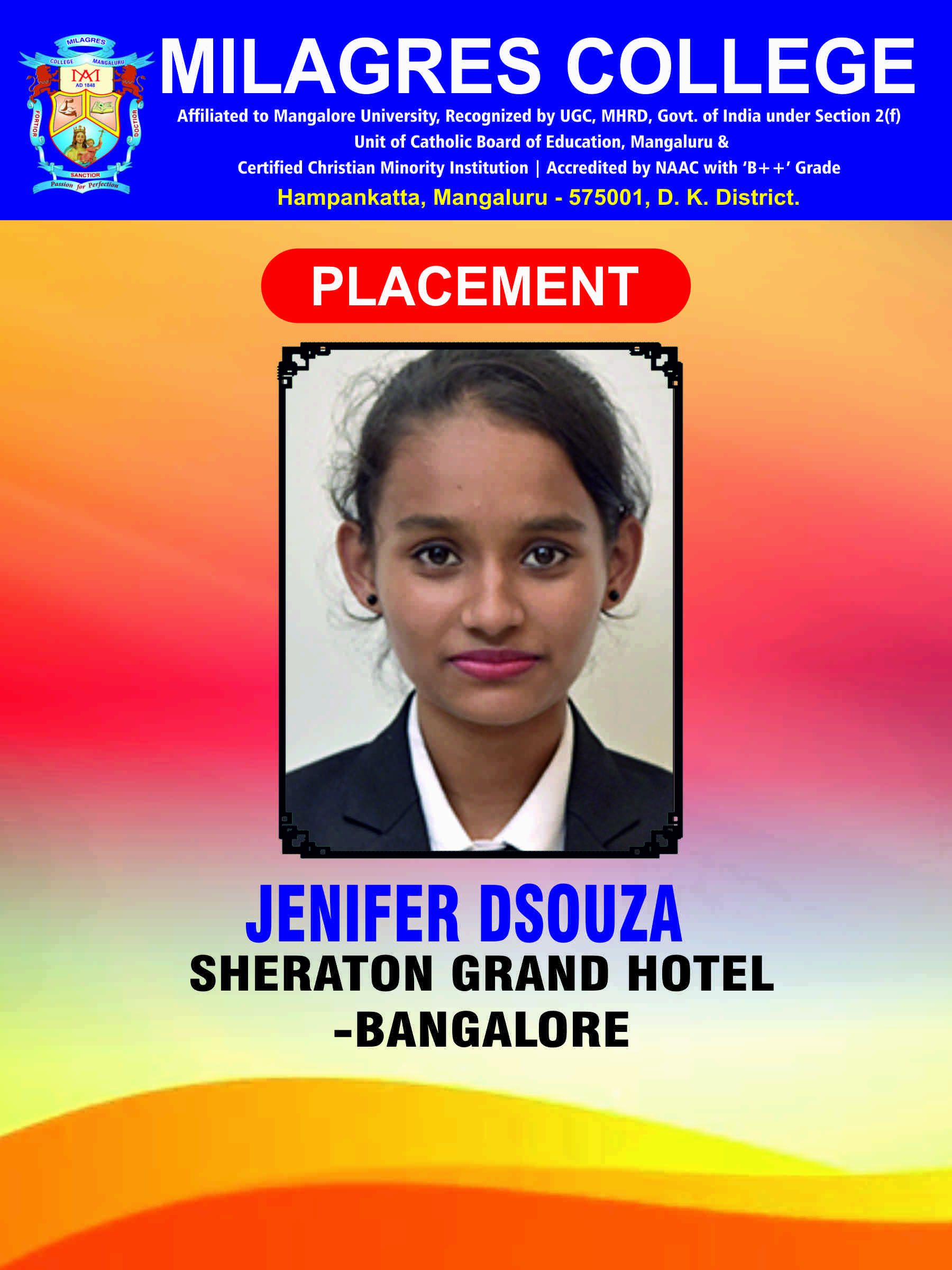 Successfully placed student